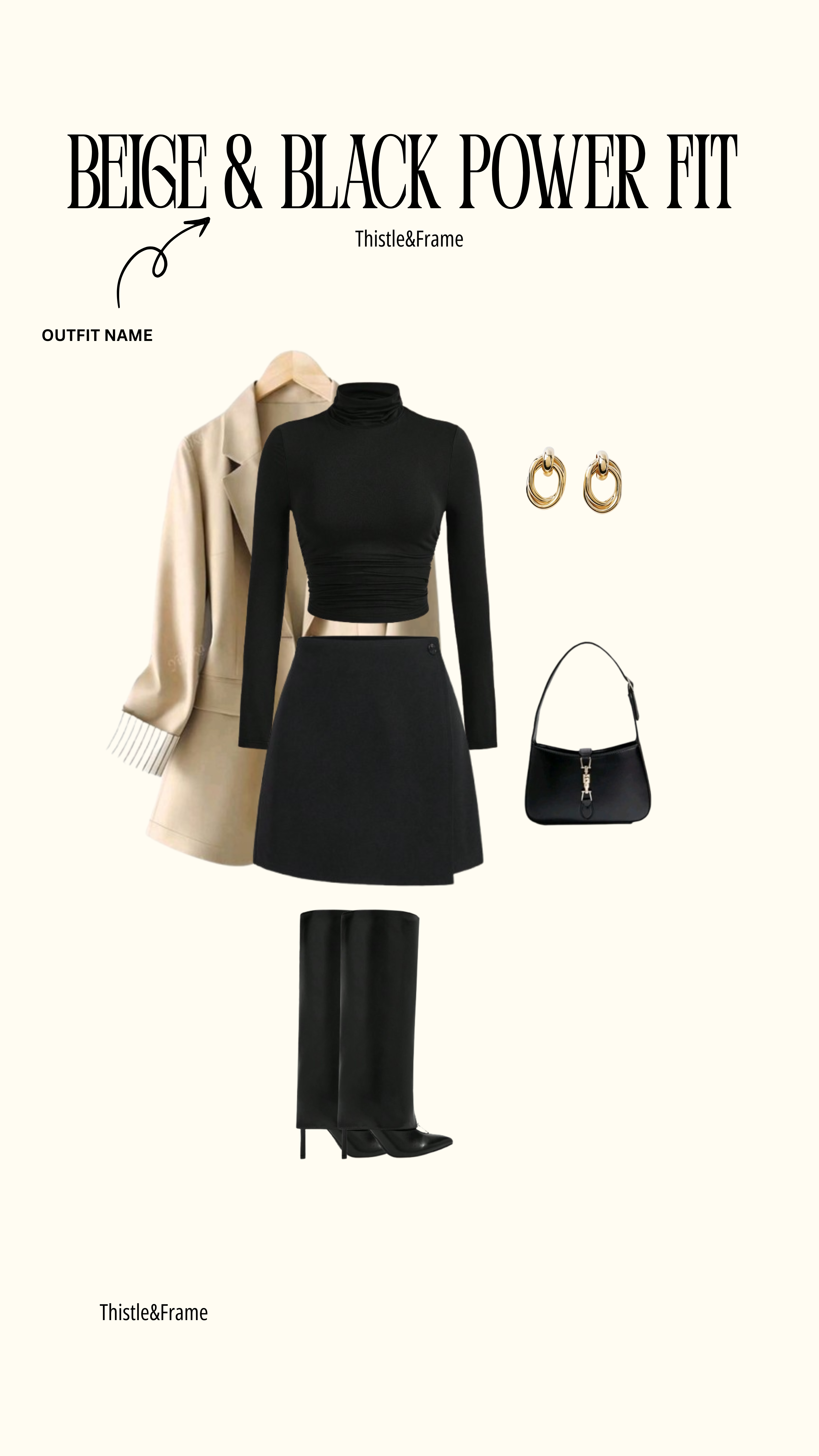 Beige & Black Power Fit